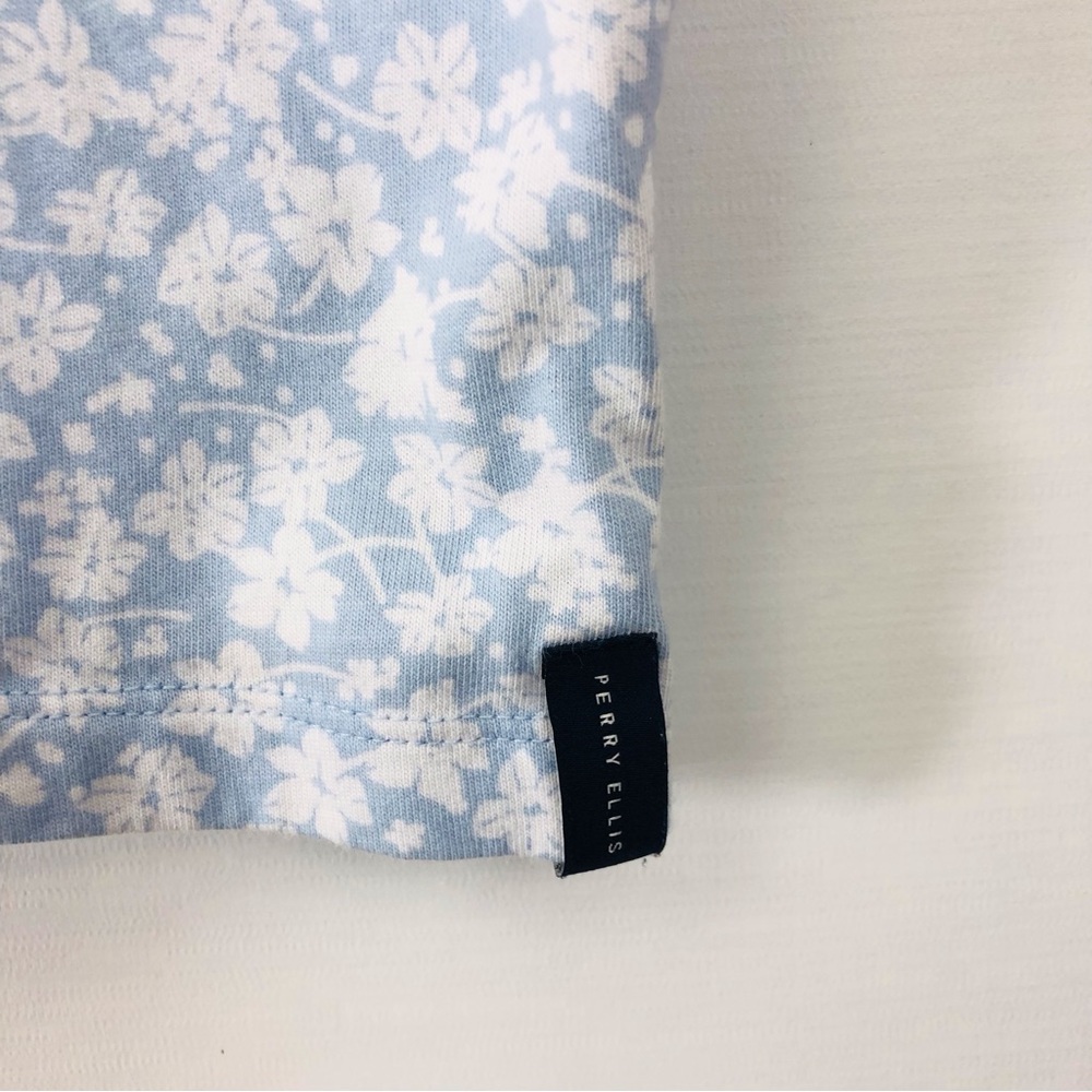 Mens Perry Ellis Blue White Polo Shirt - Picture 6 of 16